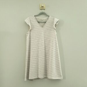 Loft Mini Sundress Large White Multicolor Stripes Shift Flutter Cap Sleeve Beach